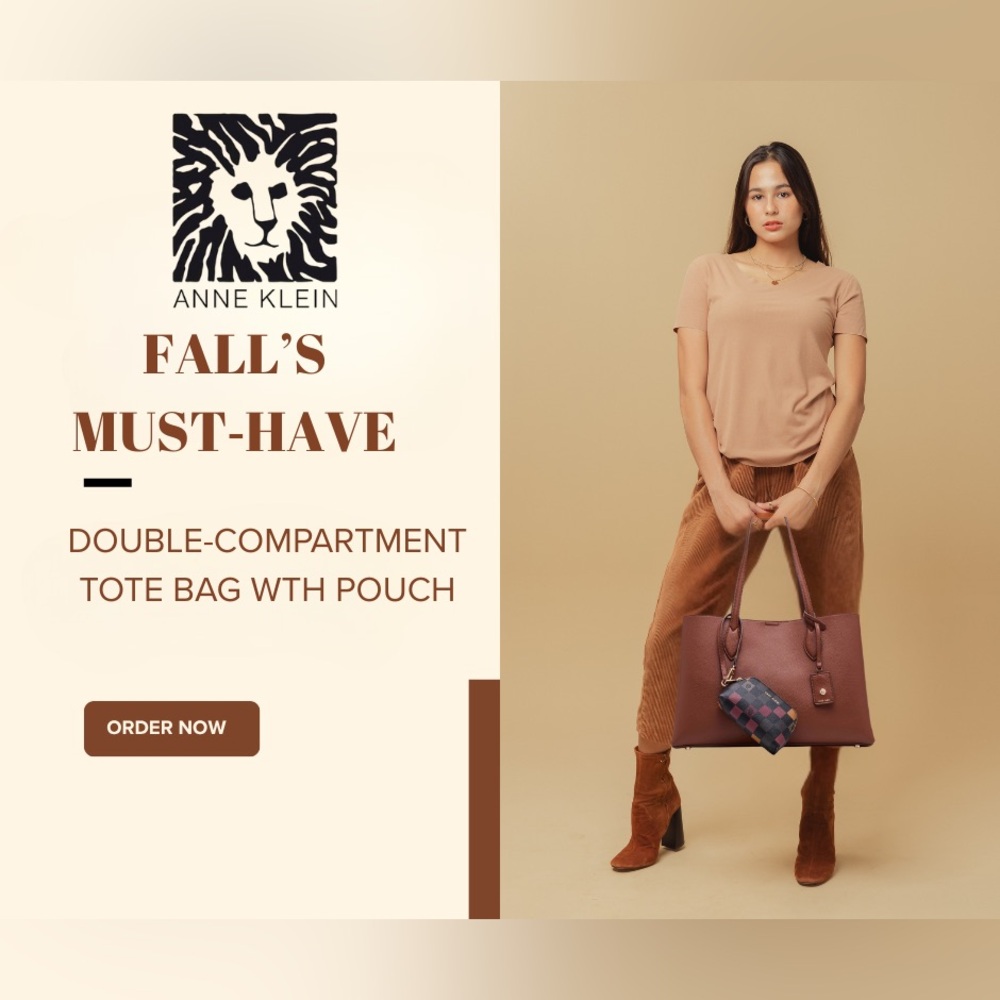 Anne Klein Tan Double-Compartment Tote